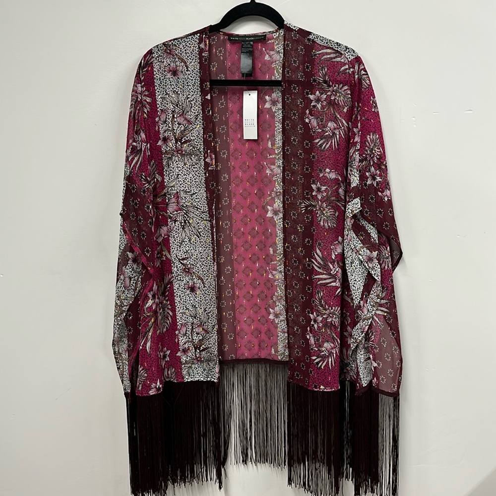 New White House black market sunset floral fringe covering cardigan one …